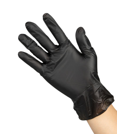 Vinyl Gloves Black Powder Free (S,M,L)